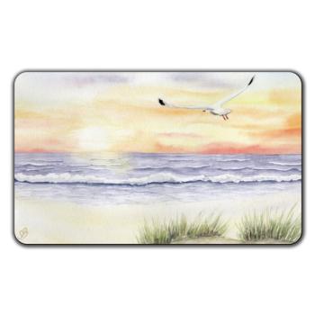 Frühstücksbrettchen Brettchen  Sonnenuntergang Strand Aquarell Maritim Kunst Druck Kunstdruck Dänemark Nordsee Düne Dünen Meer Möwe Ostsee